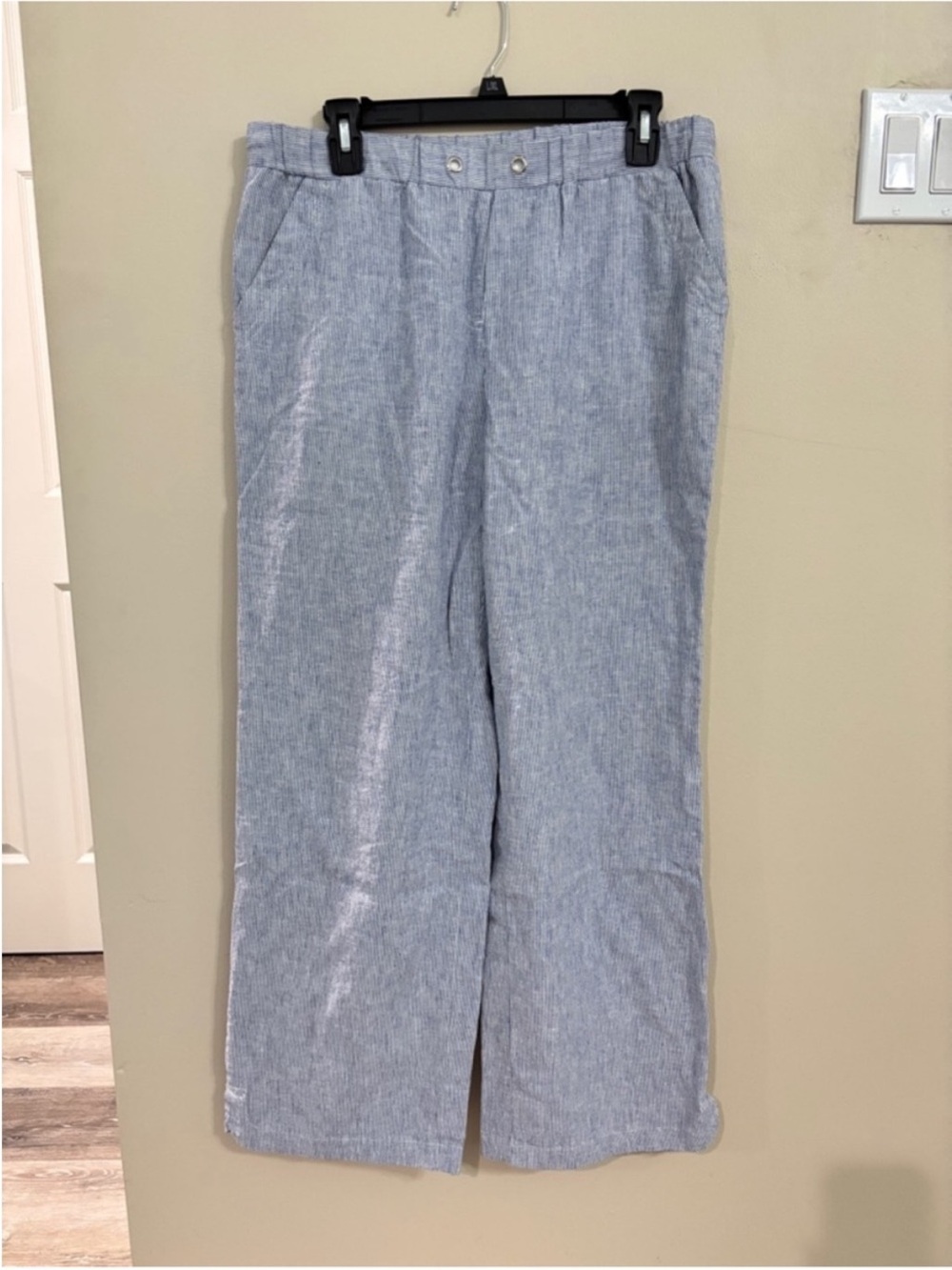 SALE Classic Light Blue Linen-Blend Pants